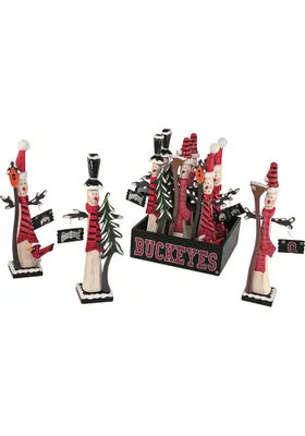 Ohio State Buckeyes Wooden Snowman Decor