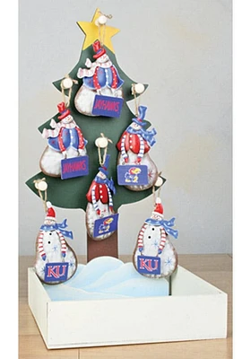 Kansas Jayhawks Metal Snowman Ornament - Blue