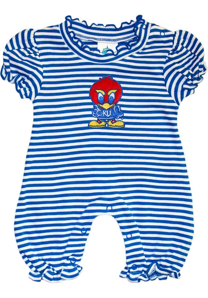 Kansas Jayhawks Baby Blue Stripe Puff Sleeve Short One Piece