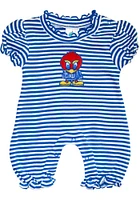 Kansas Jayhawks Baby Blue Stripe Puff Sleeve Short One Piece