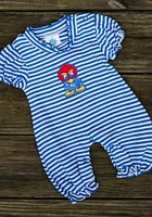 Kansas Jayhawks Baby Blue Stripe Puff Sleeve Short One Piece