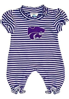 K-State Wildcats Baby Purple Stripe Puff Sleeve Short One Piece