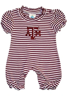 Texas A&M Aggies Baby Maroon Stripe Puff Sleeve Short One Piece