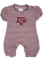 Texas A&M Aggies Baby Maroon Stripe Puff Sleeve Short One Piece