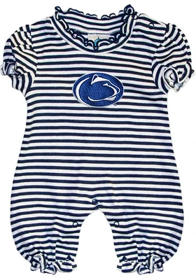 Penn State Nittany Lions Baby Navy Blue Stripe Puff Sleeve Short One Piece