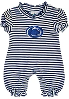 Penn State Nittany Lions Baby Navy Blue Stripe Puff Sleeve Short One Piece