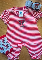 Texas Tech Red Raiders Baby Stripe Puff Sleeve Short One Piece