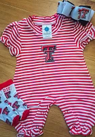 Texas Tech Red Raiders Baby Stripe Puff Sleeve Short One Piece