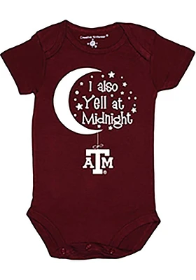 Texas A&M Aggies Baby Maroon Yell At Midnight Short Sleeve One Piece