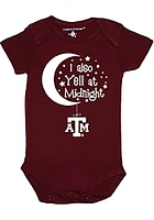 Texas A&M Aggies Baby Maroon Yell At Midnight Short Sleeve One Piece