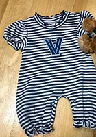 Villanova Wildcats Baby Navy Blue Stripe Puff Sleeve Short One Piece