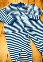 Kansas Jayhawks Baby Blue Striped Footed Loungewear One Piece Pajamas