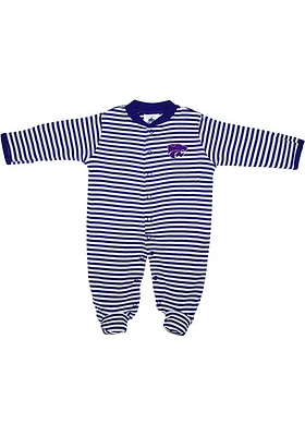 K-State Wildcats Baby Purple Striped Footed Loungewear One Piece Pajamas