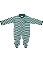 Michigan State Spartans Baby Green Striped Footed Loungewear One Piece Pajamas