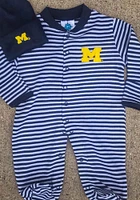 Michigan Wolverines Baby Blue Striped Footed Loungewear One Piece Pajamas