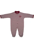 Texas A&M Aggies Baby Maroon Striped Footed Loungewear One Piece Pajamas