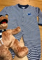 Penn State Nittany Lions Baby Navy Blue Striped Footed Loungewear One Piece Pajamas