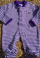 TCU Horned Frogs Baby Purple Striped Footed Loungewear One Piece Pajamas