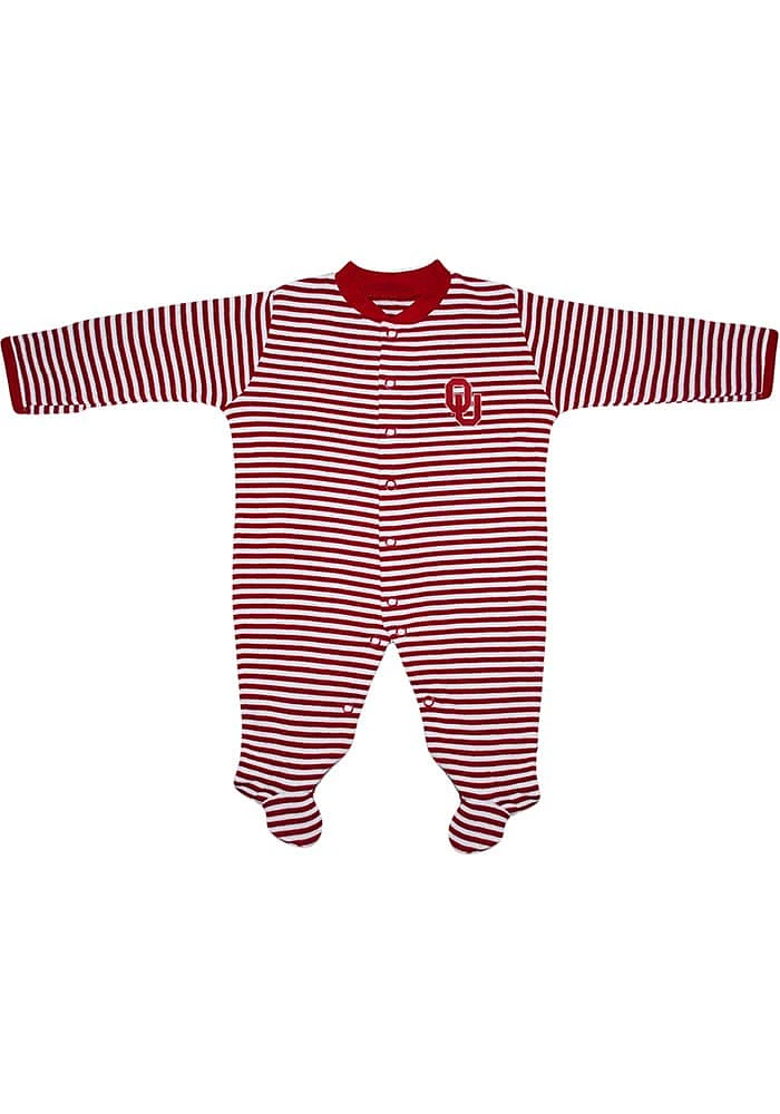 Oklahoma Sooners Baby Crimson Striped Footed Loungewear One Piece Pajamas