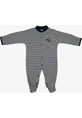 Wichita State Shockers Baby Black Striped Footed Loungewear One Piece Pajamas