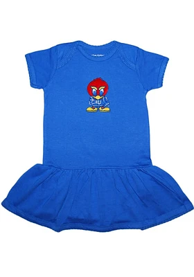 Kansas Jayhawks Baby Girls Blue Picot Jay Short Sleeve Dress