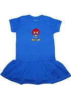 Kansas Jayhawks Baby Girls Blue Picot Jay Short Sleeve Dress