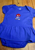 Kansas Jayhawks Baby Girls Blue Picot Jay Short Sleeve Dress