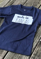 Kansas Toddler Navy Blue Made Short Sleeve T-Shirt