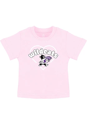 K-State Wildcats Infant Girls Heart Mascot Short Sleeve T-Shirt Pink