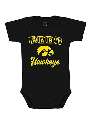 Iowa Hawkeyes Baby Black Mascot Short Sleeve One Piece