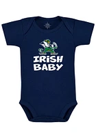 Notre Dame Fighting Irish Baby Navy Blue Mascot Short Sleeve One Piece