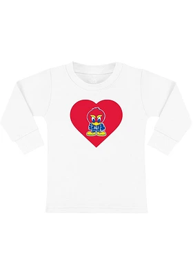 Kansas Jayhawks Toddler Girls White Heart Baby Jay Long Sleeve T Shirt