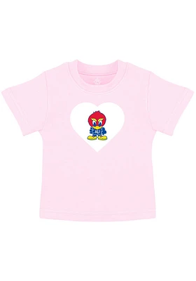 Kansas Jayhawks Toddler Girls Heart Baby Jay Short Sleeve T-Shirt