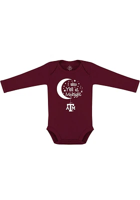 Texas A&M Aggies Baby Maroon Yell At Midnight Long Sleeve One Piece