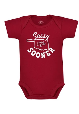 Oklahoma Sooners Baby Crimson Sassy Sooner Short Sleeve One Piece
