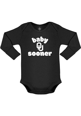 Oklahoma Sooners Baby Black Sooner Long Sleeve One Piece