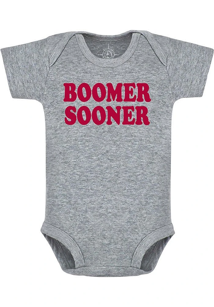 Oklahoma Sooners Baby Grey Boomer Sooner Short Sleeve One Piece