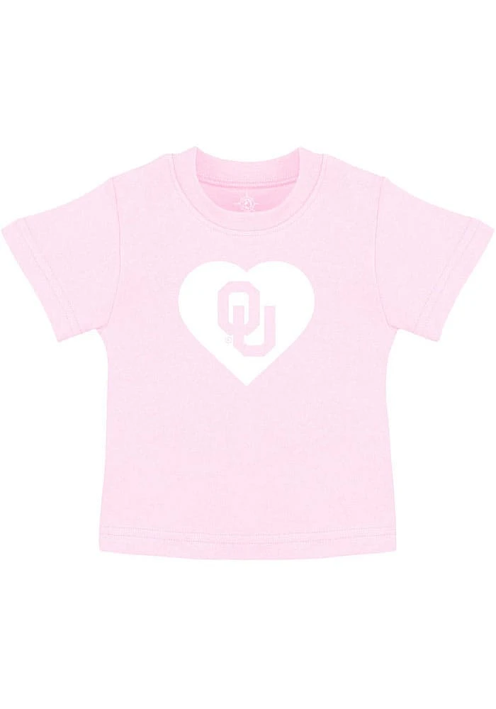 Oklahoma Sooners Toddler Girls Pink Heart Short Sleeve T-Shirt