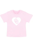 Oklahoma Sooners Toddler Girls Pink Heart Short Sleeve T-Shirt