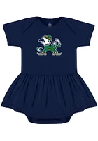 Notre Dame Fighting Irish Baby Girls Navy Blue Picot Short Sleeve Dress