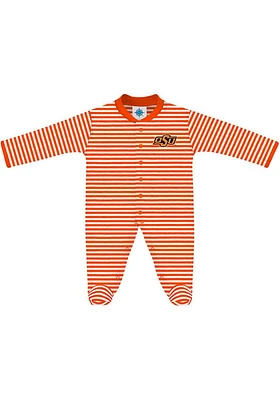 Oklahoma State Cowboys Baby Orange Striped Footed Loungewear One Piece Pajamas