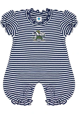 Notre Dame Fighting Irish Baby Navy Blue Striped Puff Sleeve Short One Piece