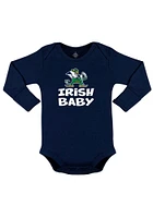 Notre Dame Fighting Irish Baby Navy Blue Mascot Long Sleeve One Piece