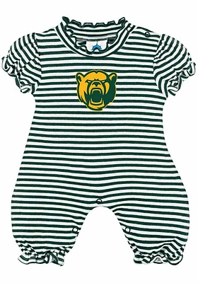 Baylor Bears Baby Green Striped Puff Sleeve Short One Piece