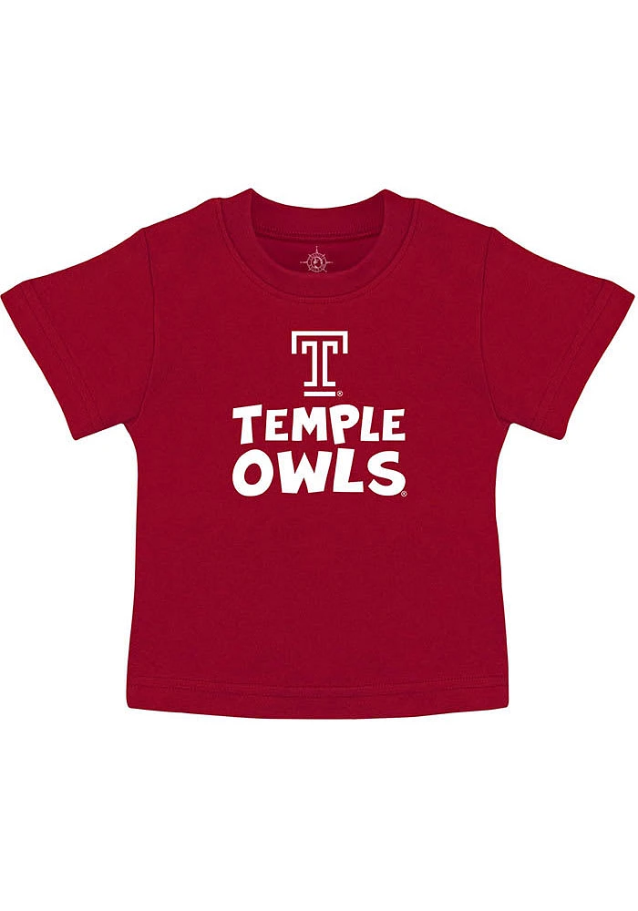 Temple Owls Infant Playful Short Sleeve T-Shirt Red
