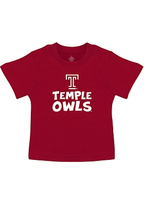 Temple Owls Infant Playful Short Sleeve T-Shirt Red