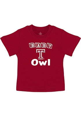 Temple Owls Infant Baby Block Short Sleeve T-Shirt Red