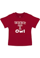 Temple Owls Infant Baby Block Short Sleeve T-Shirt Red