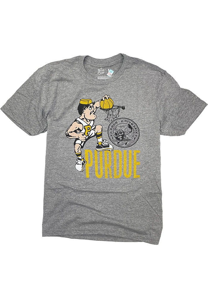 Purdue Boilermakers Grey DUNKING PETE Short Sleeve Fashion T Shirt