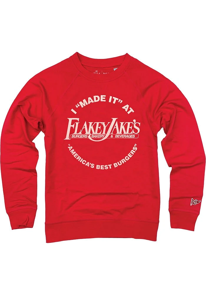 Indianapolis Mens Red Flakey Jakes Long Sleeve Crew Sweatshirt